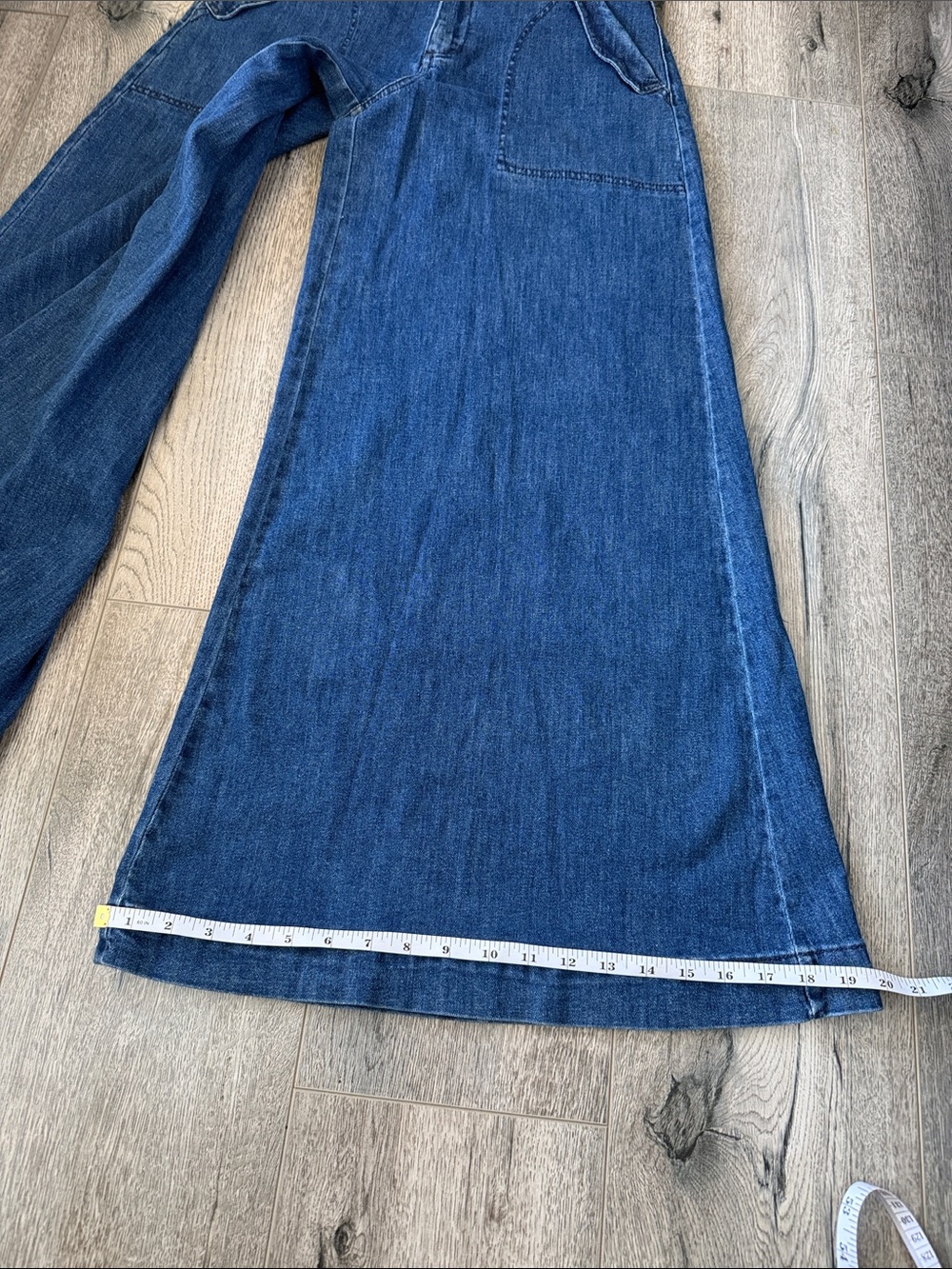 Pilcro Wide-Leg Flare Jeans in Dark Blue Denim - Picture 9 of 15